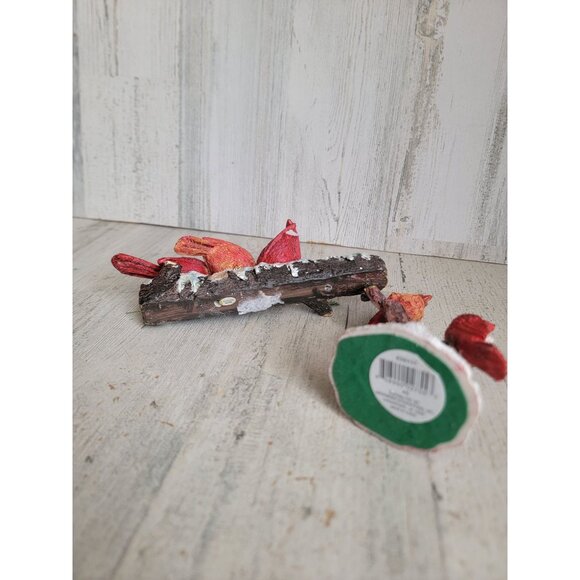 Red cardinal AS IS log tree Xmas snow home decor set figure mistletoe - Picture 13 of 13